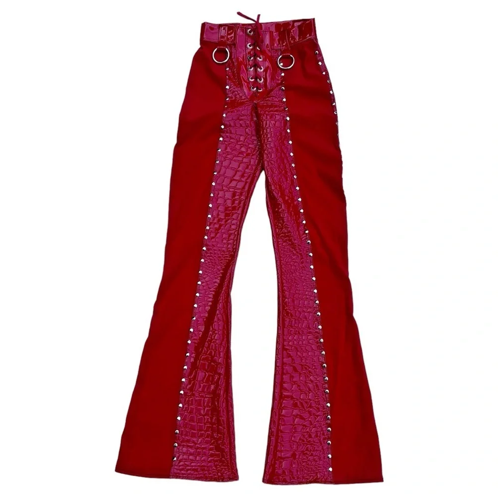 Red Flare Pants - Picture 2 of 16